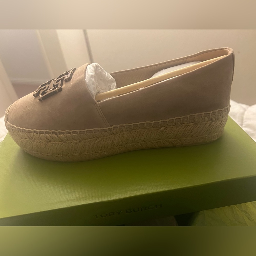 Tory Burch Beige Platform Espadrille with Logo Accent 9: Reposhing; did not fit